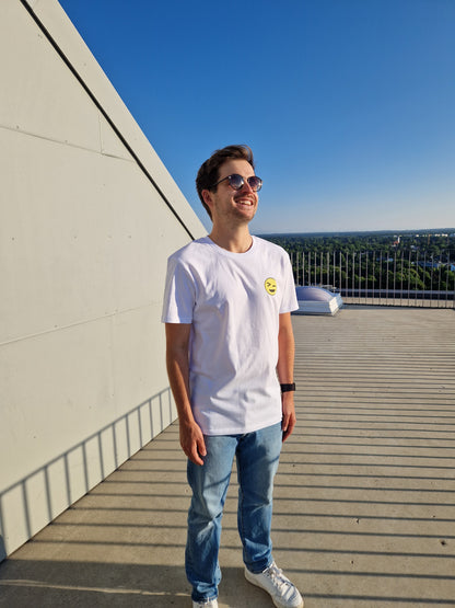 Men wearing the Coder / Programmer t-shirt "Code & Smile" from Clean Coder Club