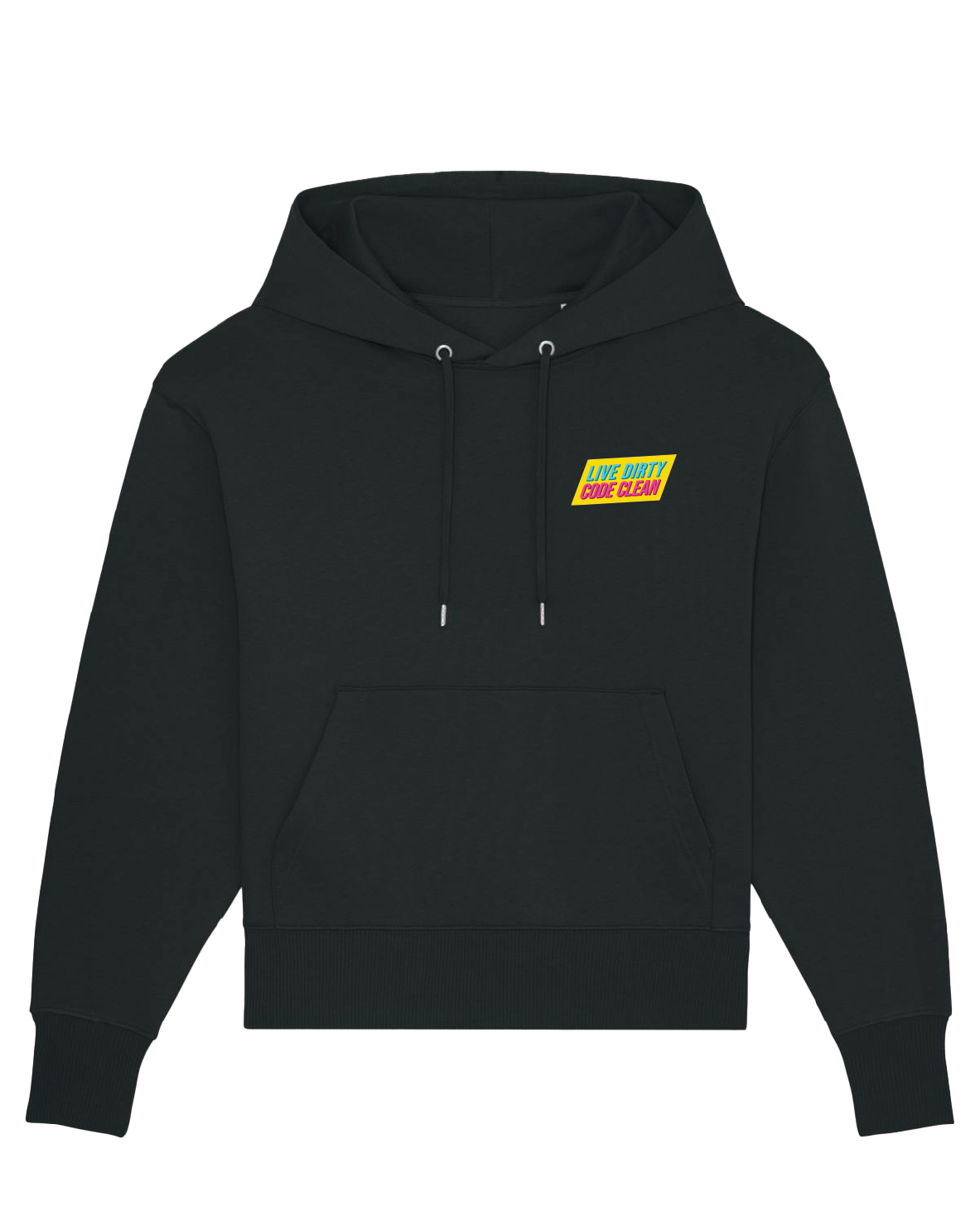 Coder / Programmer hoodie with the "Live Dirty, Code Clean" Design